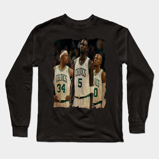 Kevin Garnett, Paul Pierce, And Ray Allen Vintage Long Sleeve T-Shirt by CAH BLUSUKAN